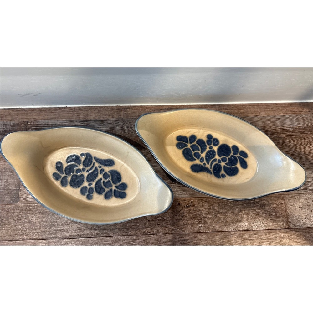 Pfaltzgraff Folk Art Au Gratin 3 One Person Dish~Cobbler #265 Old Marking VTG